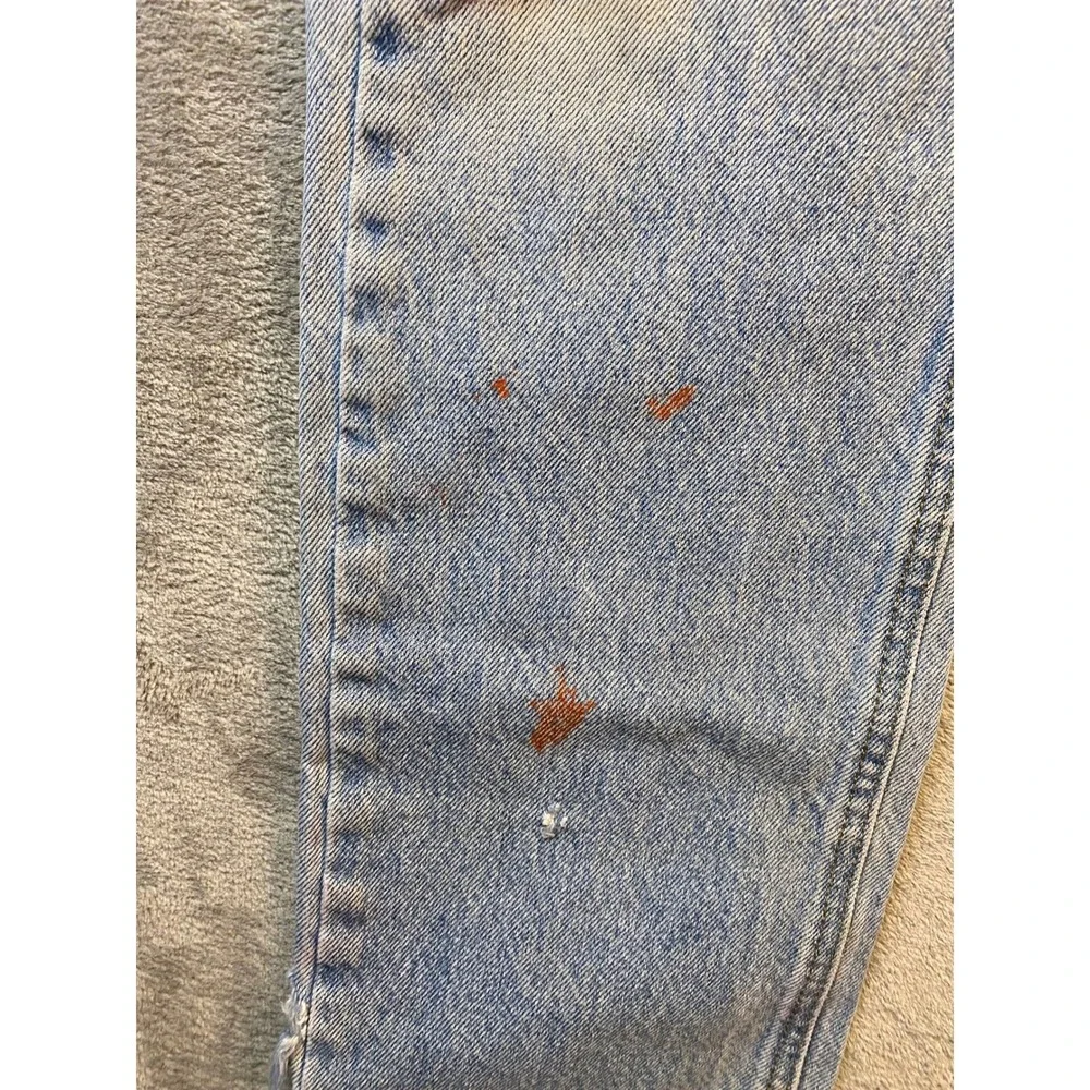 Carhartt Mens Distressed Light Wash Denim Work Jeans Straight Leg 29x27 Vintage